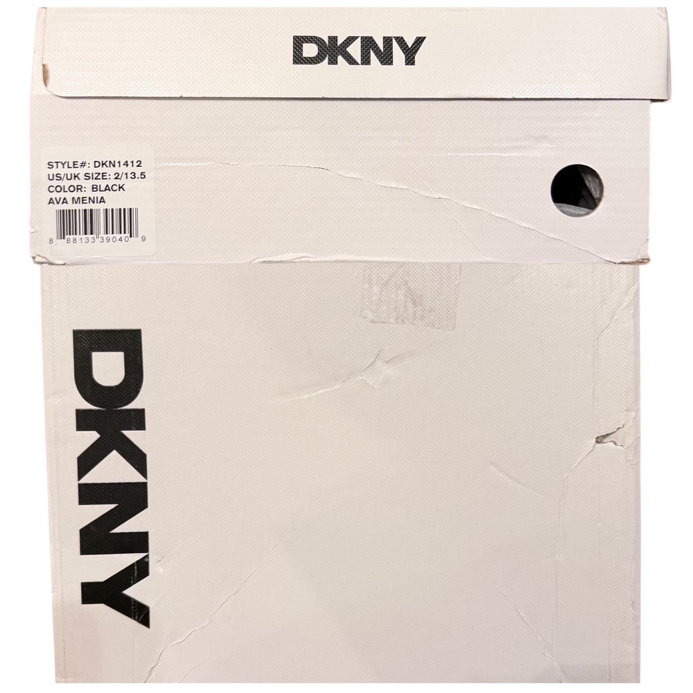 DKNY Kids Black Ava Menia Combat Boots Rhinestone Cuff Side Zip Lace Up Sz 2 NEW - Picture 7 of 15